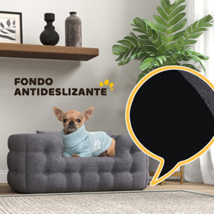 Cama para Perros Pequeños Cama para Mascotas con 2 Almohadas Colchón para Perros con Base Antideslizante Funda Extraíble y Lavable 70x50x30 cm Gris