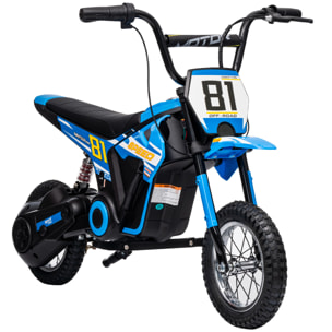 Moto Eléctrica para Niños 24V, Moto Eléctrica Infantil con Motor 250W, Velocidad de 6-16km/h, Ruedas de 12'' y Suspensión Trasera, para Niños de 8-12 Años, Azul