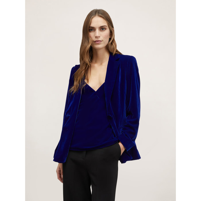 Motivi - Giacca blazer in velluto liscio - Bluette