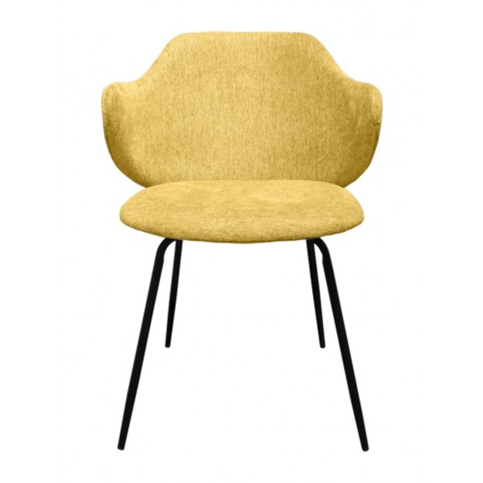 Chaise en tissu chiné, accoudoirs & pieds métal - OLIVER