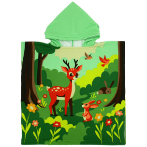 Poncho de bain microfibre enfant - Foret - 60x60cm - 220g/m²