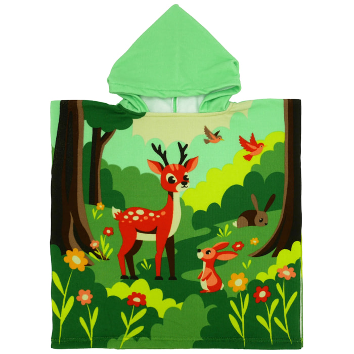 Poncho de bain microfibre enfant - Foret - 60x60cm - 220g/m²