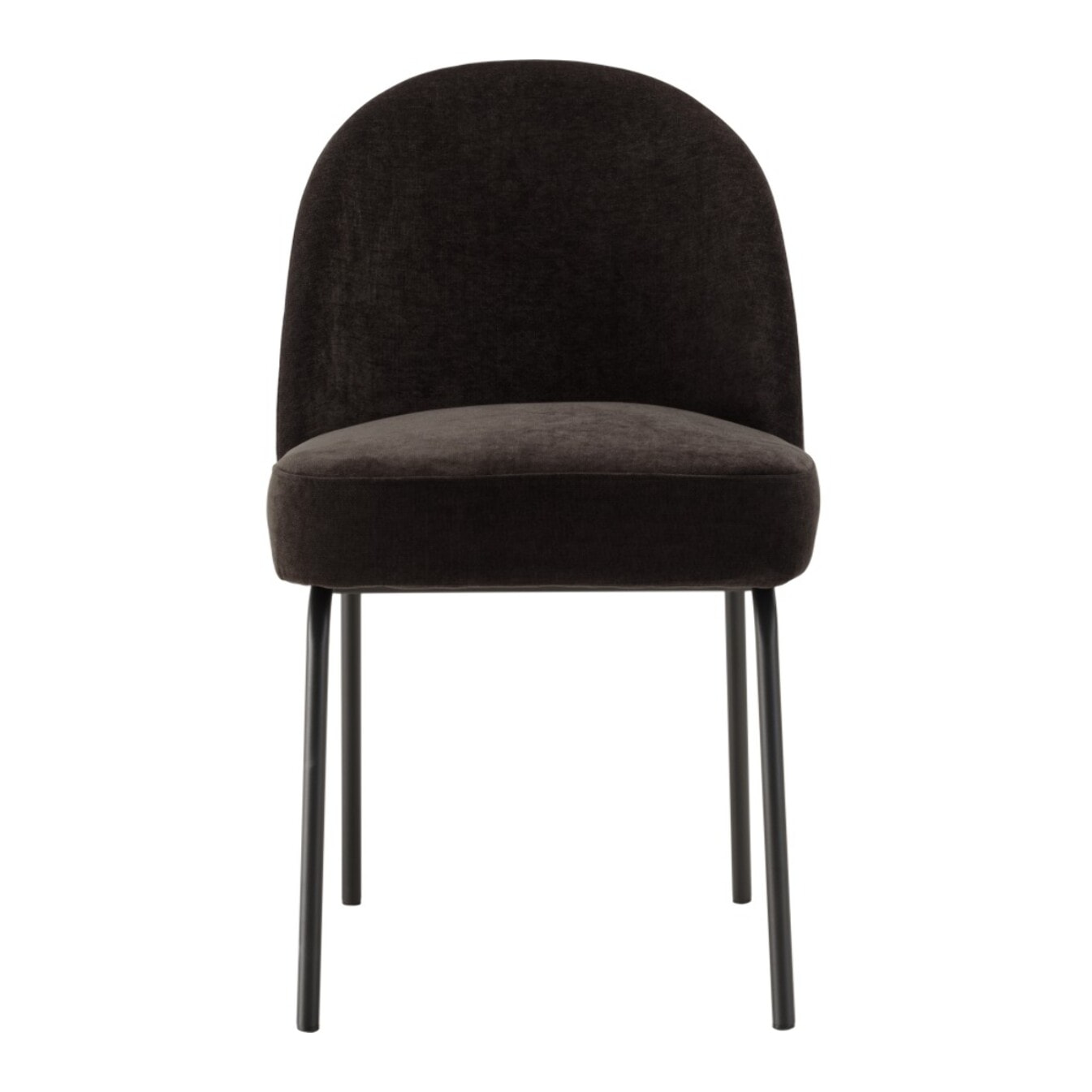 ULYSSE - Lot de 2 chaises tissu noir pieds acier noir