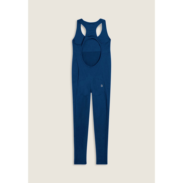 Tuta jumpsuit seamless con schiena scoperta e cuciture shaping