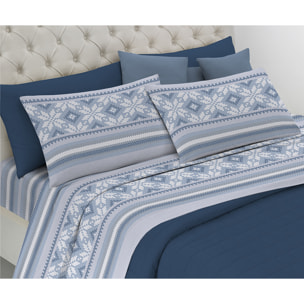 Completo letto norvegia blu 100% cotone