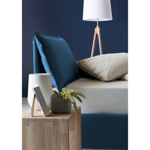Letto piazza e mezza Asso, Letto contenitore con rivestimento in tessuto, 100% Made in Italy, Apertura frontale, adatto per materasso Cm 120x190, Blu