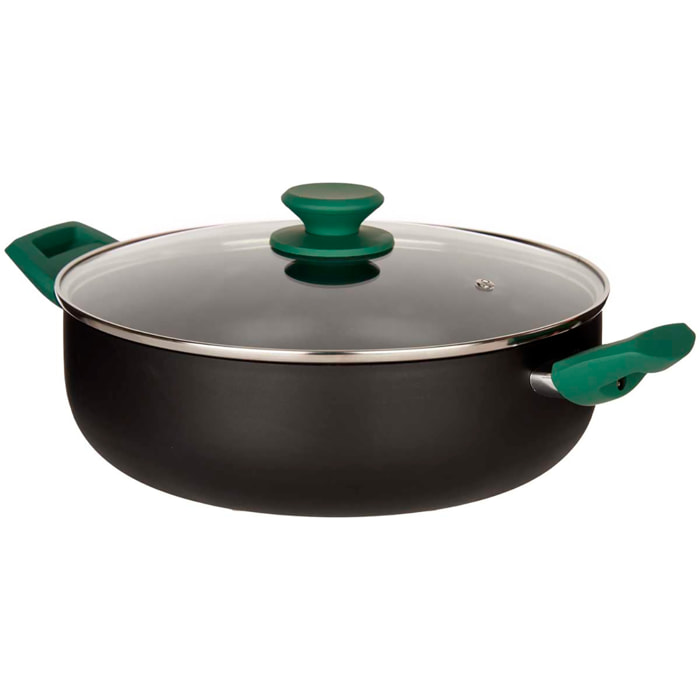 DAM Casseruola GREEN IN ALLUMINIO PRESSATO 28CM COPERCHIO C 41,5x29x15 Cm. Colore nero