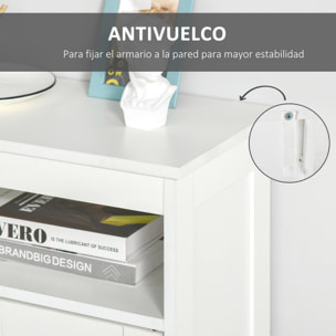 HOMCOM Armario de Suelo para Baño con 2 Puertas Estante Interior Ajustable y Compartimento Abierto Mueble Auxiliar de Almacenaje para Salón Cocina 60x30x80 cm Blanco