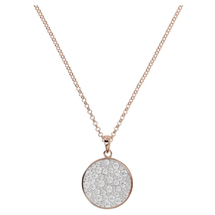 Collana Lunga Disco Pavé con Cubic Zirconia Placcata Oro Rosa 18kt