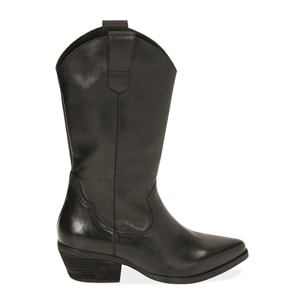 Camperos neri in pelle, tacco 5,5cm