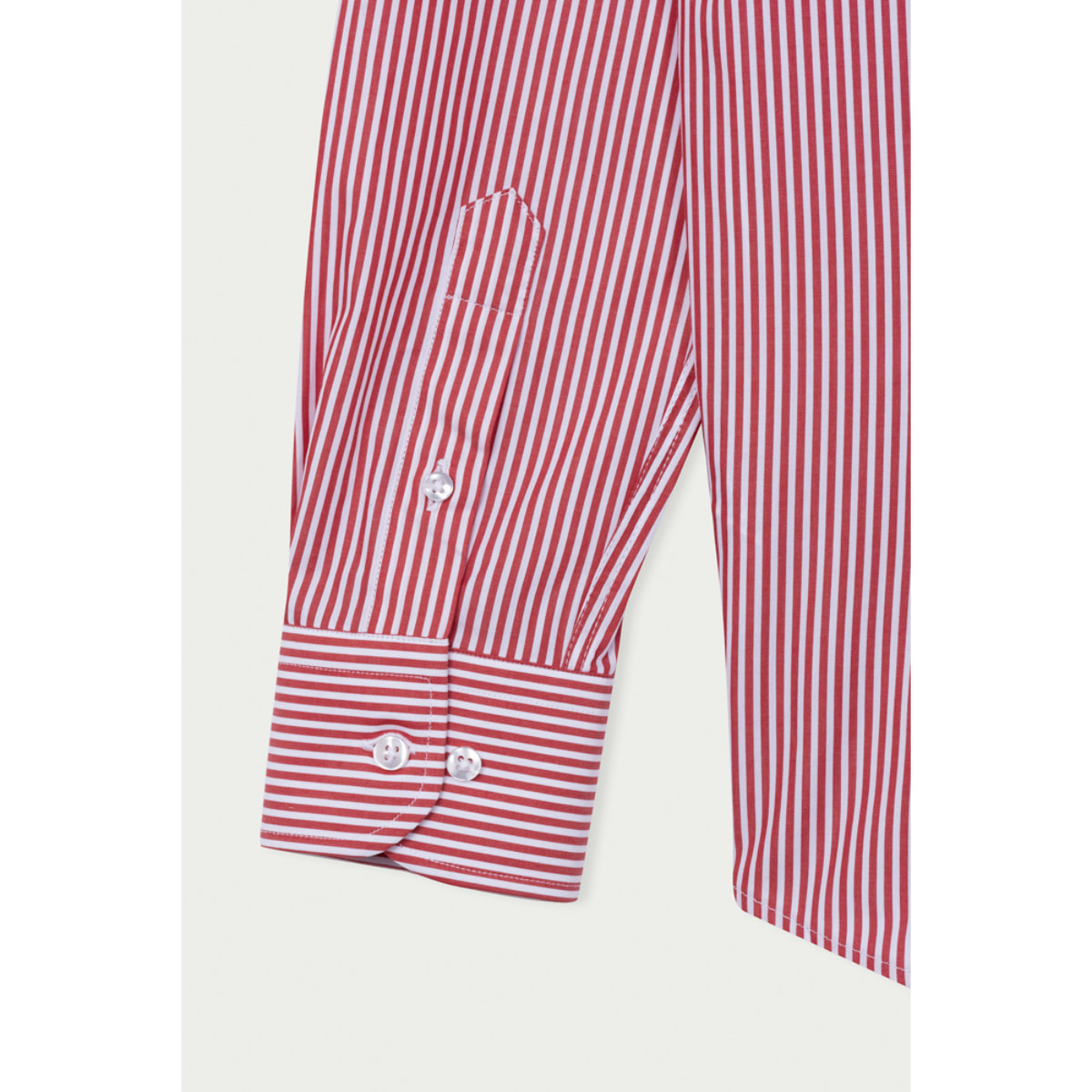 Camicia Uomo 1 Bottone Italiano Slim Cotone Riga Media Rosso\Bianco
