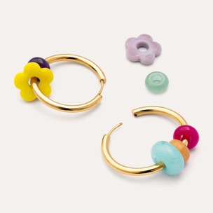 Pendientes Aro Carmen True Flower Colors Acero Baño Oro