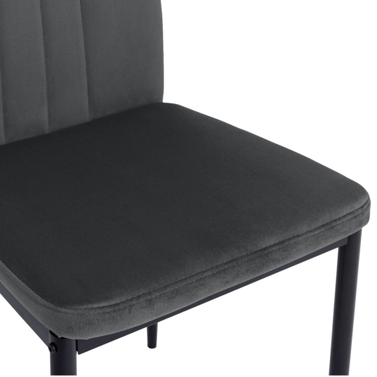 Chaises Jade en velours et pieds noirs - Gris anthracite