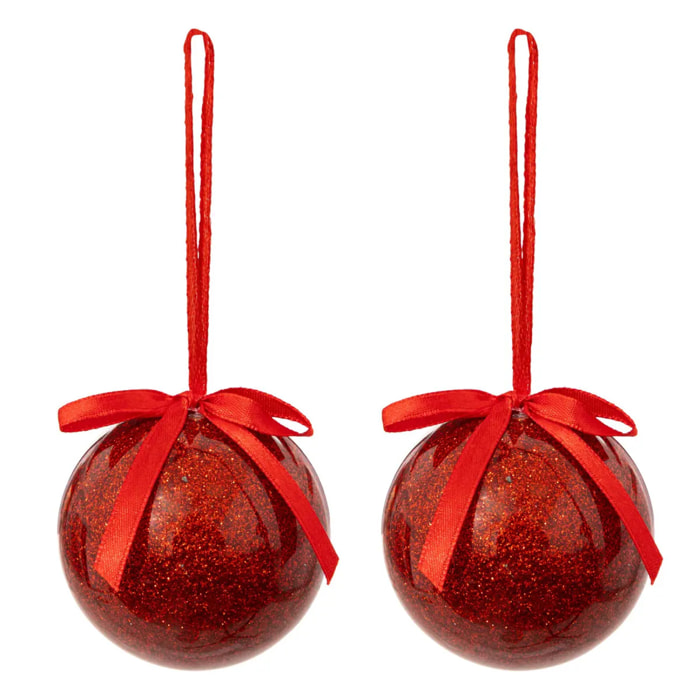 Boule de Noël papier unie x2 rouge 60mm