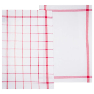 Lot de 2 torchons coton rouge 45x70cm