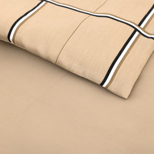 Housse de couette en satin de coton beige, Boss Check