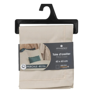 Taie d'oreiller "Landiha" coton beige lin 63x63cm