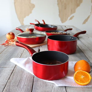 Casserole antiadhésive en aluminium 16cm - tous feux CERISE