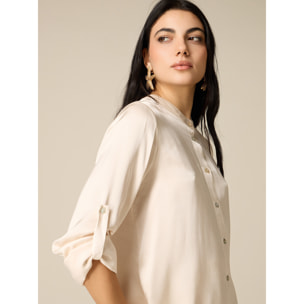 Oltre - Blusa de satén de viscosa - Blanco