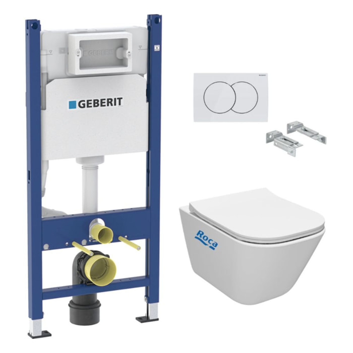 Pack Bâti-support + WC sans bride Roca Gap + Abattant slim, softclose + Plaque blanche (GAPGEB3)