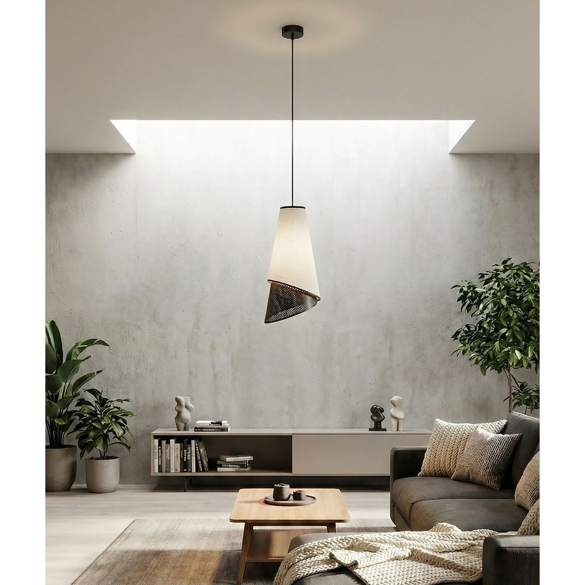 Lampada a sospensione MODA in acciaio nero e grigio