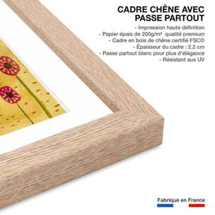 Affiche enfant pizza cat  Affiche sous cadre bois