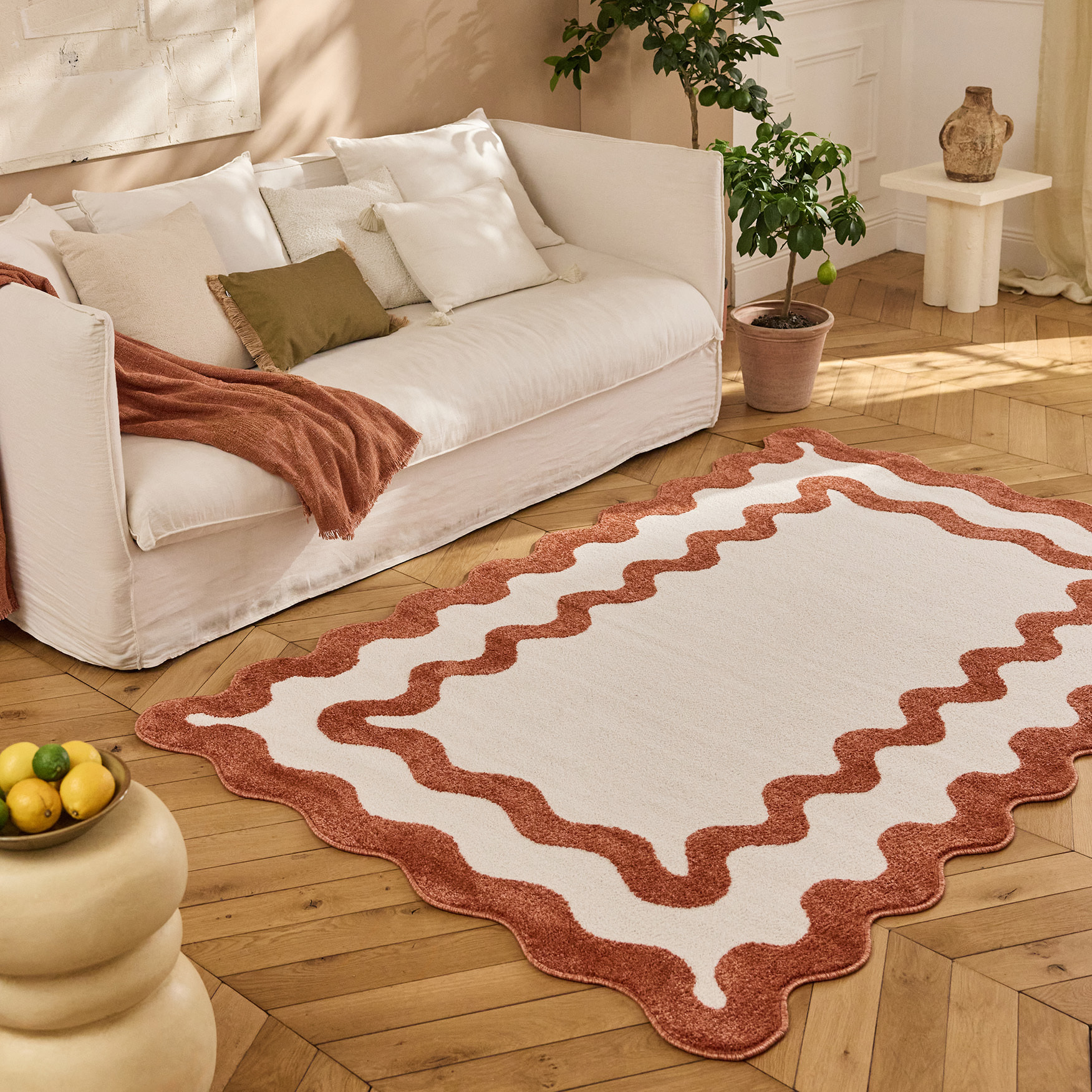 PANTONE - Tapis terracotta à bords festonnés TERRA DEL SOL