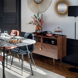 Lampadaire "Jule" - noir et doré - métal H151 cm