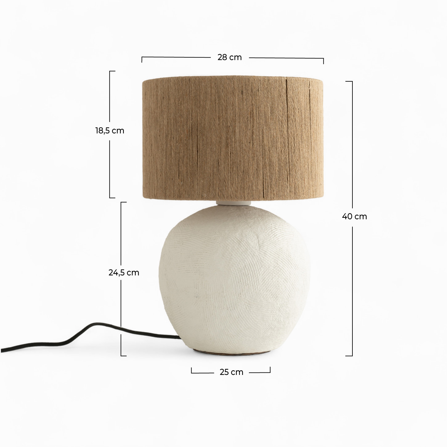 Lampe en jute et papier blanc - Nina