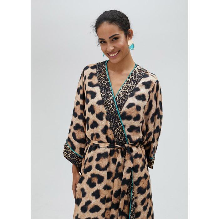 Kimono lungo leopardato