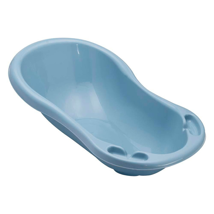 Bañera ergonómica con tapón, de 0 a 12 meses, 84 cm, azul nórdico