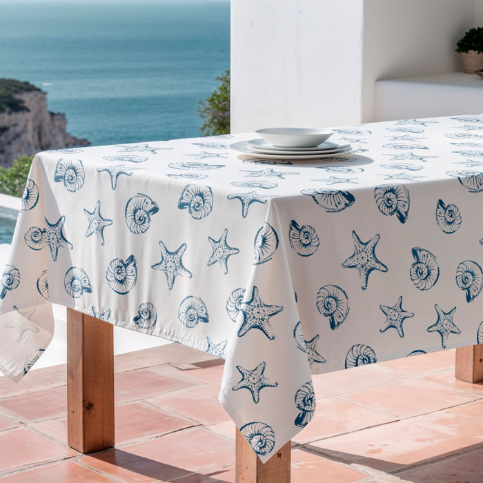 Nappe imprimée anti-tâches MYRTOS BLEU