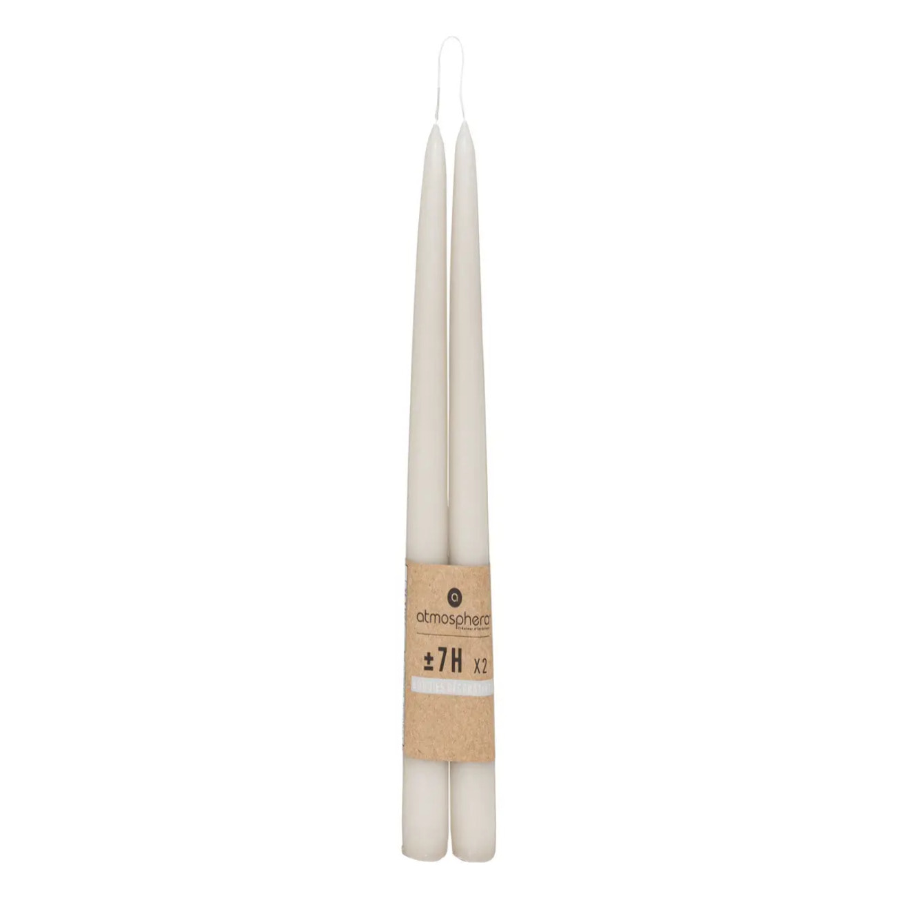 Lot de 2 bougies bâtons "Hugo" en coton H30cm taupe