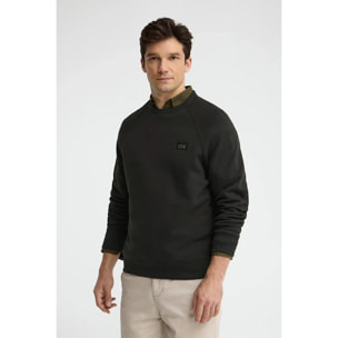 Sudadera negra con cuello redondo y parche Polo Club