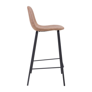Lot de 2 chaises pour îlot central 65 cm en cuir synthétique taupe - Henrik