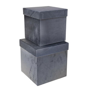 Set di 2 Scatole Quadrate Velluto - Pezzi 1 - Colore Grigio - 23,5x23,5Hx23,5cm - Bianchi Dino