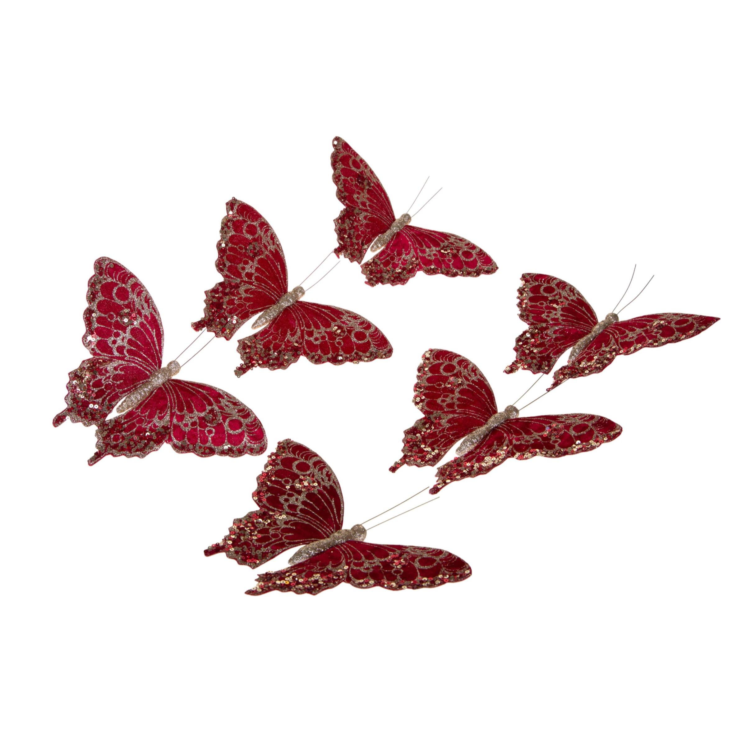 Farfalle con clip e paillette - Pezzi 4 - ROSSO - Bianchi Dino SpA