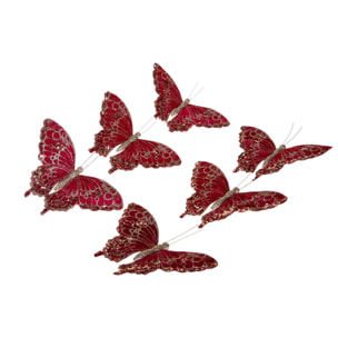 Farfalle con clip e paillette - Pezzi 4 - ROSSO - Bianchi Dino SpA