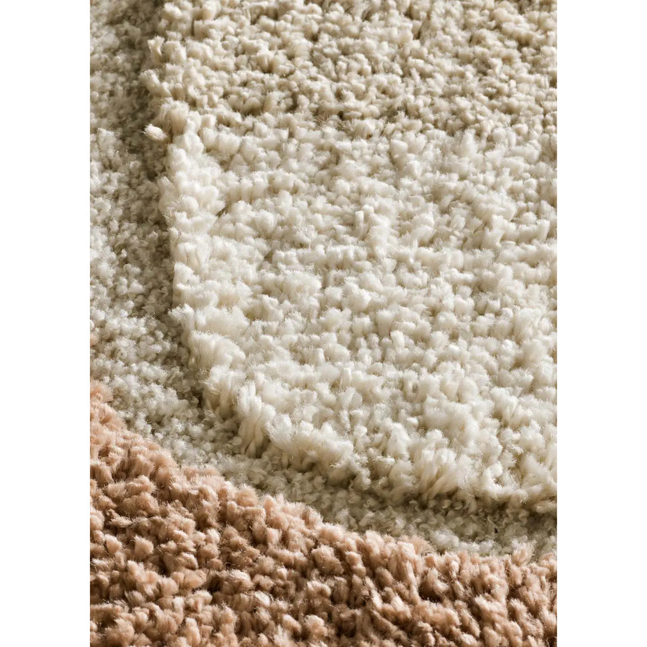 EMBER Alfombra infantil shaggy escandinava Beige y Rosa, varias medidas disponibles.