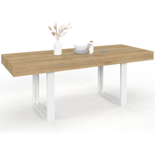 Table à manger extensible Brixton bois et blanc 120-160cm