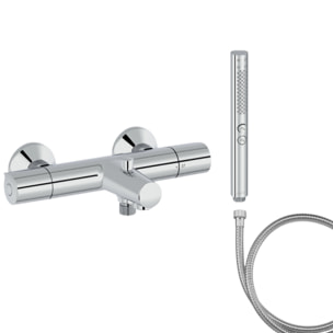 Mitigeur baignoire Simone + pommeau de douche Shift+ rond + flexible de douche métal