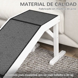 Rampa para Perros de Madera Rampa para Mascotas con Alfombra Antideslizante para Perros Pequeños Medianos y Grandes 152x40x50 cm Blanco y Gris