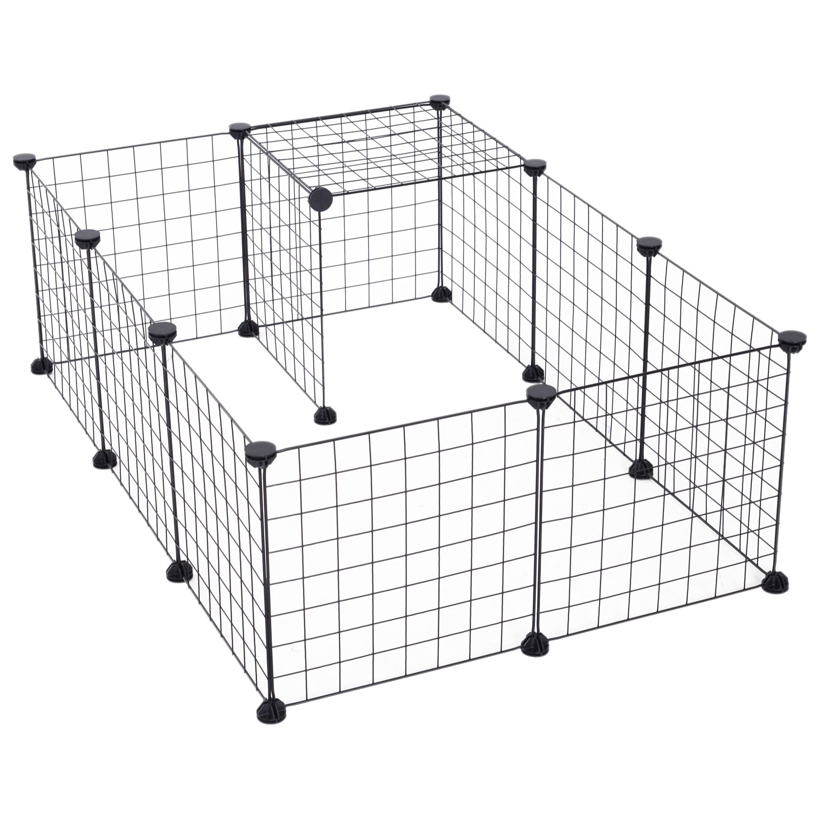 Cage parc enclos pour animaux domestiques L 106 x l 73 x H 36 cm bords arrondis fil métallique noir 55