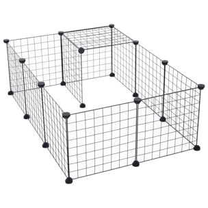 Cage parc enclos pour animaux domestiques L 106 x l 73 x H 36 cm bords arrondis fil métallique noir 55