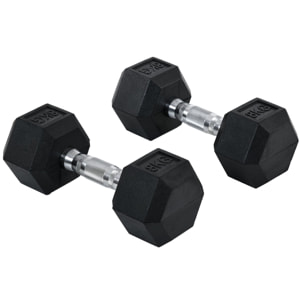 Juego de Mancuernas de 8kg con Barra de Conexión Metálica y Cabeza Hexagonal Juego de Pesas 16kg Total para Entrenamiento en Casa Gimnasio Oficina Negro y Plata