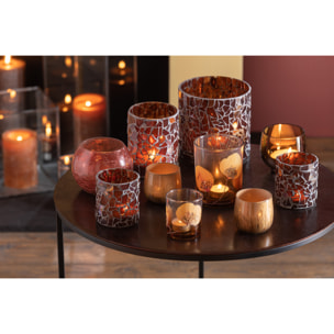 J-Line photophore Feuille Sechée - verre - ocre - small - 4 pcs