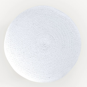 Pouf rond en jute et blanc D40 cm - Billy