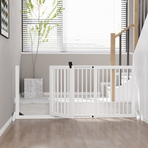 Barrera de Seguridad Extensible para Perros 113-166 cm con Marco de Madera