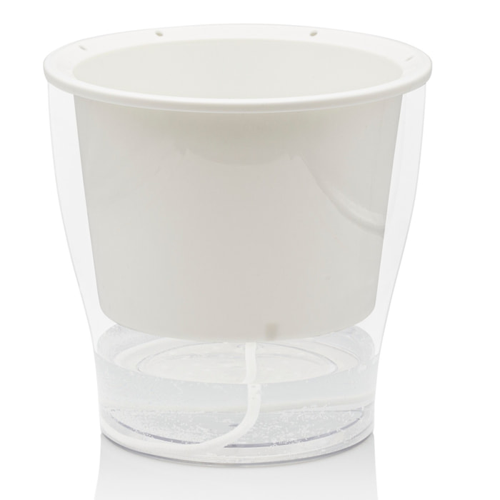 Pot à réserve d’eau Tomasucci RAFFY MEDIUM, en polypropylène, blanc, 17,3 × 17,3 × 17 cm