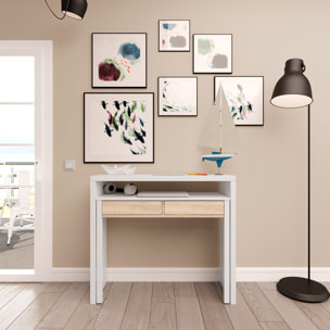 Mesa De Escritorio Extensible 88x99x36 Cm Roble Canadian/blanco